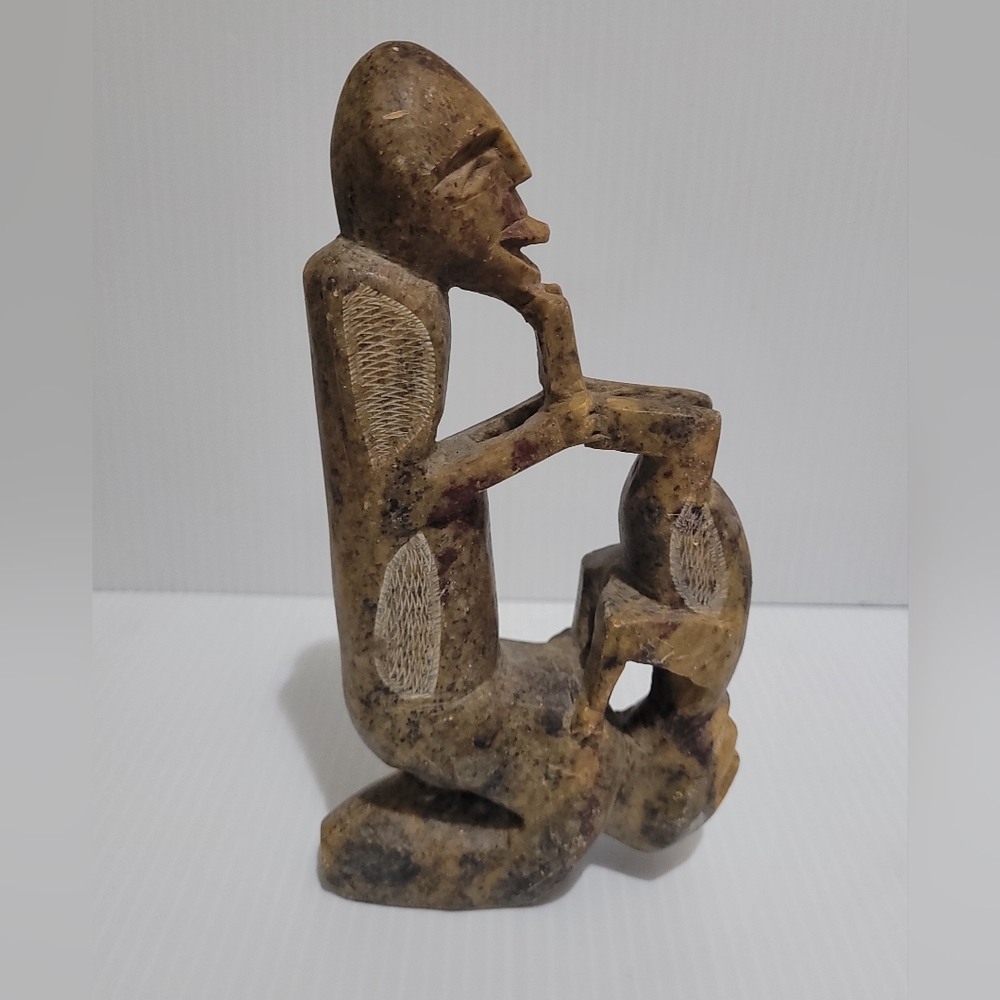 Vintage Hand carved ‘Mother and Child' original Shona stone sculpture 7.5"